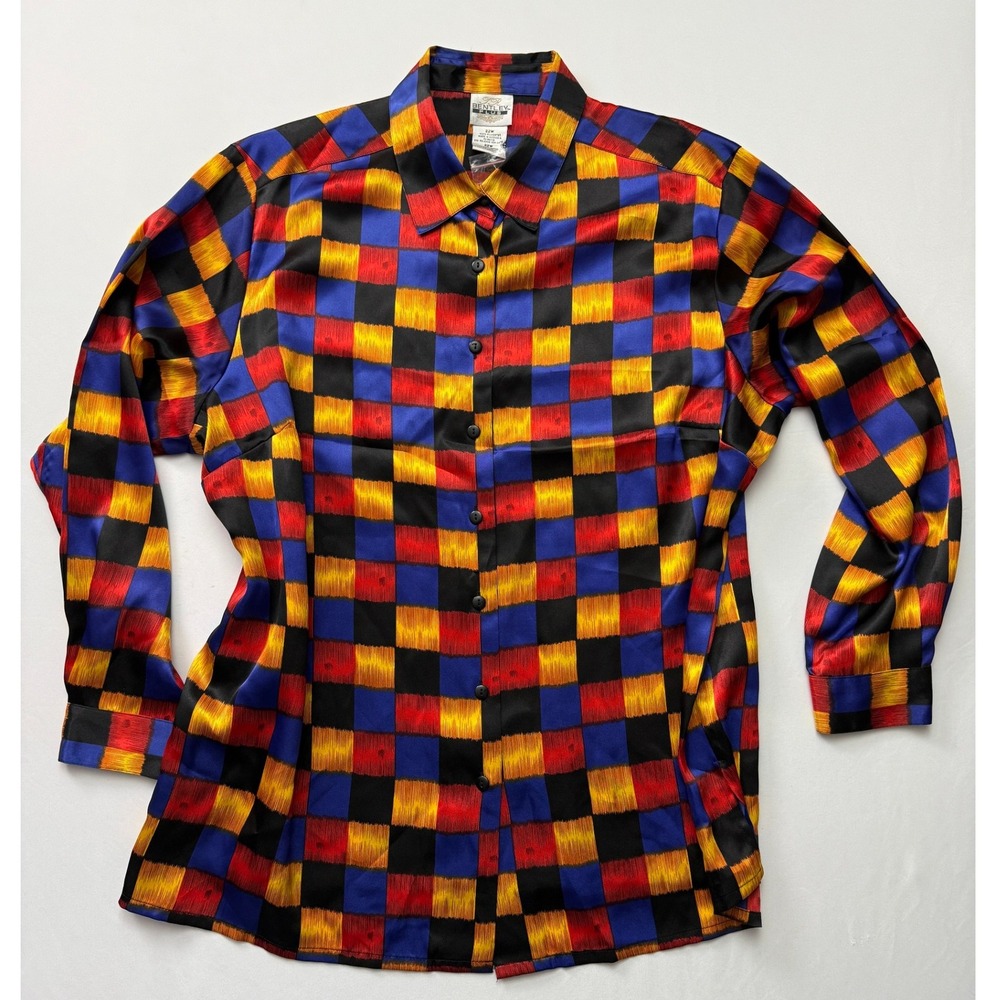 Bentley Plus‎ Colorful Checkered Button Up Long Sleeve Top 22W